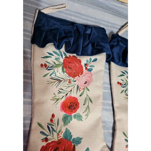NWOT The Pioneer Woman Set of 2 Red Roses Ruffle Christmas Stockings, 20" - Picture 2 of 5